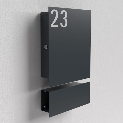 Edelstahl Briefkasten mit Zeitungsfach - B1 7016 Number – Bild 2