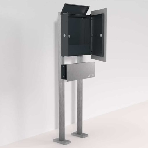 Edelstahl Briefkasten mit Zeitungsfach freistehend -  B1 Steel – Bild 3