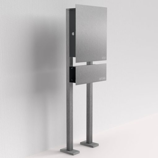 Edelstahl Briefkasten mit Zeitungsfach freistehend -  B1 Steel – Bild 2
