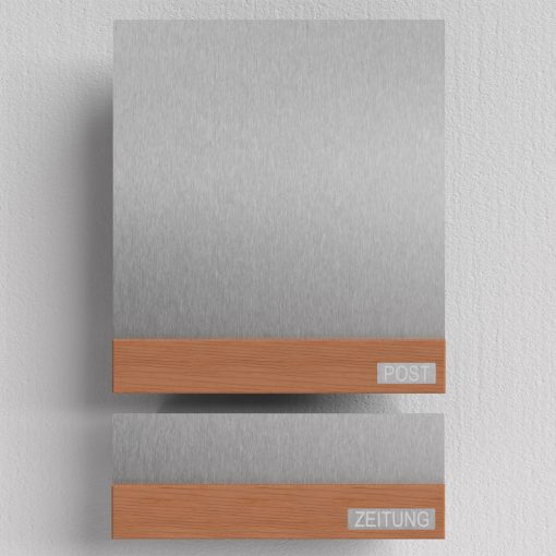 Edelstahl Briefkasten mit Zeitungsfach - B1 Teak – Bild 3