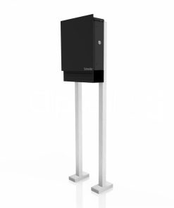 Briefkasten Edelstahl B1 Light Zeitungsfach Freistehend Standfuss Briefeinwurf Korpus V2A K240 Pulverbeschichtung RAL710 Anthrazit Namensbeschriftung