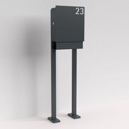 Briefkasten anthrazit freistehend mit Hausnummer - B1 Light Number 7016 – Bild 4