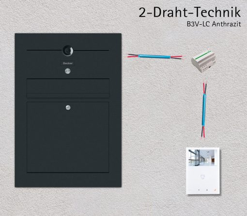 Briefkasten Edelstahl Video Kamera Anthrazit Unterputz Beschriftung 2-Draht-Leitung