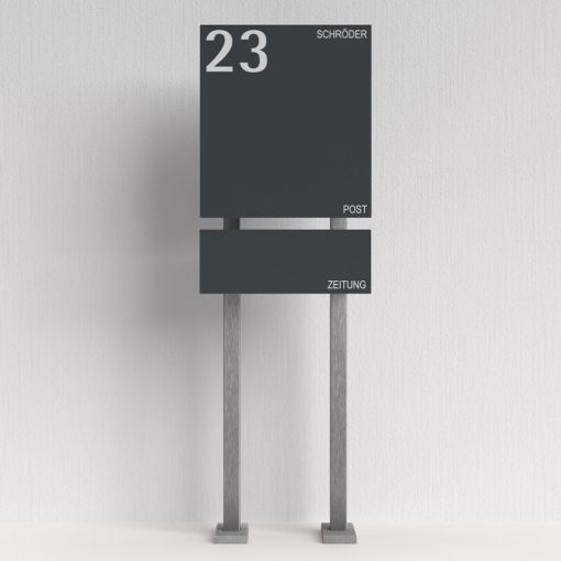 Edelstahl Briefkasten freistehend mit Zeitungsfach - B1 7016 Number – Bild 4