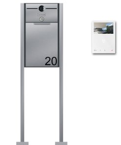 Briefkasten_Edelstahl B4 Video Freistehend Kamera Audio Comelit Videosprechanlage Beschriftung Hausnummer