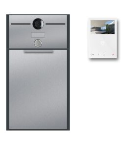 Briefkasten Edelstahl Videosprechanlage Comelit Klingeltaster LED V2A Pulverbeschichtung Anthrazit RAL7016 Hausnummer