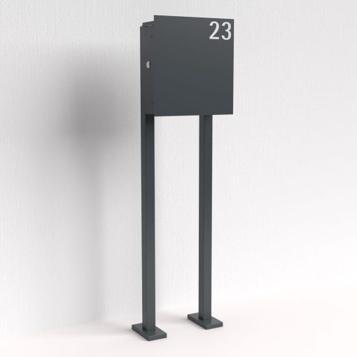 Briefkasten anthrazit freistehend mit Hausnummer - B1 Light Number 7016 OZ – Bild 4