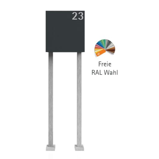Briefkasten anthrazit freistehend mit Hausnummer - B1 Light Number 7016 OZ