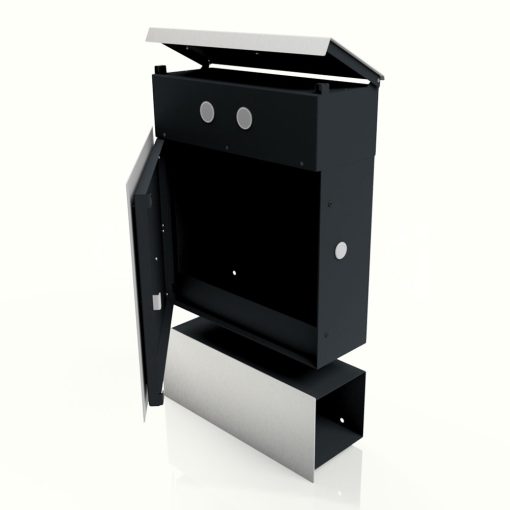 Edelstahl Briefkasten Zeitungsfach B5 Steel Doppelklingel – Bild 3