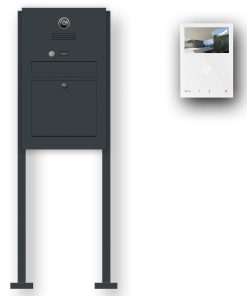 Briefkasten Edelstahl Videosprechanlage Klingeltaster beleuchtet freistehend Standfüsse Wlan Wifi Smartphone App Anthrazit RAL7016 Pulverbeschichtung