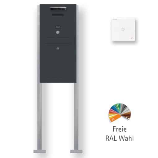 Anthrazit Briefkasten freistehend Edelstahl B2-Audio-LED L4-Anthrazit