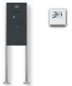 Briefkasten Edelstahl Videosprechanlage Klingeltaster beleuchtet freistehend Standfüsse Wlan Wifi Smartphone App Anthrazit RAL7016 Pulverbeschichtung