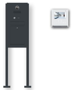 Briefkasten Edelstahl Videosprechanlage Klingeltaster beleuchtet freistehend Standfüsse Wlan Wifi Smartphone App Anthrazit RAL7016 Pulverbeschichtung