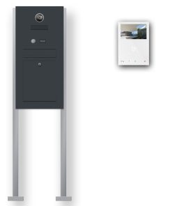 Briefkasten Edelstahl Videosprechanlage Klingeltaster beleuchtet freistehend Standfüsse Wlan Wifi Smartphone App Anthrazit RAL7016 Pulverbeschichtung