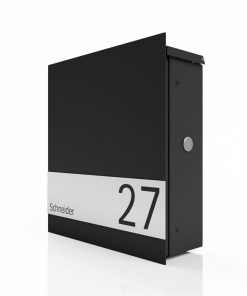 Briefkasten Edelstahl B1 Light Shield Zeitungsfach Briefeinwurf Wandmontage Korpus Edelstahl K240 Schliff RAL7016 Anthrazit Hausnummer Pulverbeschichtung RAL7016 Anthrazit