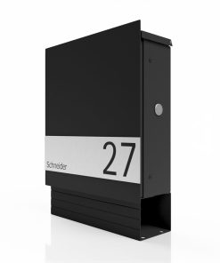Briefkasten Edelstahl B1 Light Shield Zeitungsfach Briefeinwurf Wandmontage Korpus Edelstahl K240 Schliff RAL7016 Anthrazit Hausnummer Pulverbeschichtung RAL7016 Anthrazit