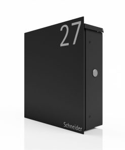 Briefkasten Edelstahl B1 Light Number Zeitungsfach Briefeinwurf Wandmontage Korpus Pulverbeschichtung RAL7016 Anthrazit Hausnummer