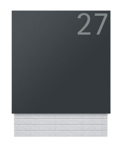Briefkasten Edelstahl B1 Light Number Zeitungsfach Briefeinwurf Wandmontage Korpus Pulverbeschichtung RAL7016 Anthrazit Hausnummer Pulverbeschichtung RAL7016 Anthrazit