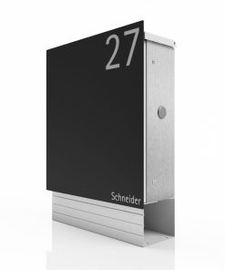 Briefkasten Edelstahl B1 Light Number Zeitungsfach Briefeinwurf Wandmontage Korpus Pulverbeschichtung RAL7016 Anthrazit Hausnummer Pulverbeschichtung RAL7016 Anthrazit