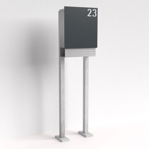 Briefkasten Anthrazit freistehend - B1 Light Number 7016 Korpus Edelstahl – Bild 2