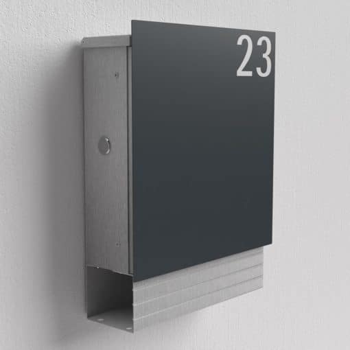 Briefkasten Anthrazit - B1 Light Number 7016 Korpus Edelstahl – Bild 2