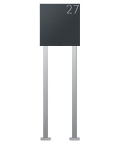 Briefkasten Edelstahl B1 Light Hausnummer Freistehend Standfuss Briefeinwurf Korpus V2A K240 Pulverbeschichtung RAL710 Anthrazit Namensbeschriftung