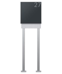 Briefkasten Edelstahl B1 Light Zeitungsfach Freistehend Standfuss Briefeinwurf Korpus V2A K240 Pulverbeschichtung RAL710 Anthrazit Namensbeschriftung
