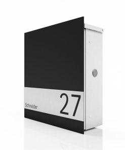 Briefkasten Edelstahl B1 Light Shield Zeitungsfach Briefeinwurf Wandmontage Korpus Edelstahl K240 Schliff RAL7016 Anthrazit Hausnummer Pulverbeschichtung RAL7016 Anthrazit