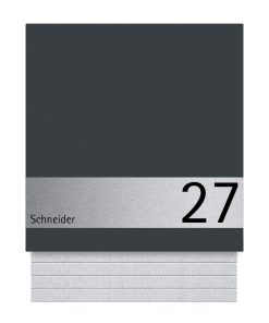 Briefkasten Edelstahl B1 Light Shield Zeitungsfach Briefeinwurf Wandmontage Korpus Edelstahl K240 Schliff RAL7016 Anthrazit Hausnummer Pulverbeschichtung RAL7016 Anthrazit