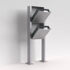 Briefkasten Edelstahl Freistehend Standfuesse B4-Big Twin Klingeltaster Briefeinwurf Beschriftungsfeld