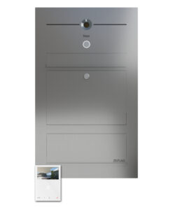 Edelstahl Briefkasten B3 Compact Geschliffen mit Comelit Videosprechanlage Mini Handsfree Wifi